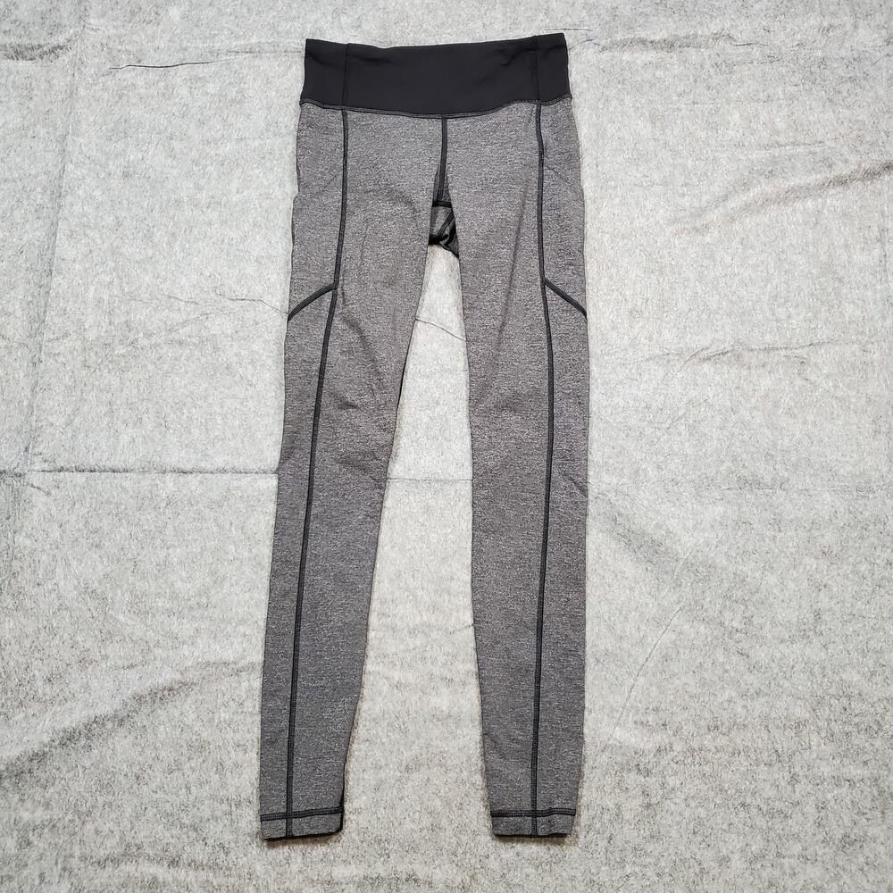 Lululemon Leggings Womens‎ 4 Speed V Heathered Black Deep Coal Yoga Workout Gym